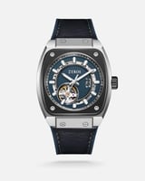 ساعة إيقاع الرجالية اتوماتيك من الجلد بلون أسود