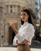 ساعة نسائية ستيل بلون ذهبي و فضي