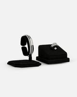 طقم نسائي من خاتم واسوارة باللون الفضي