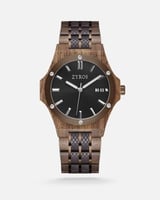 ساعة رجالية بسير خشبي