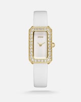 ساعة نسائية بسير جلد بلون أبيض