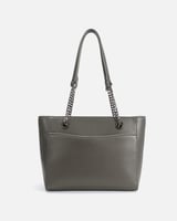 شنطة نسائية من الجلد بلون رمادي