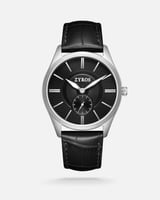 ساعة لحظة الرجالية جلد بلون أسود