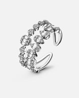 خاتم نسائي بتصميم أنيق بلون فضي