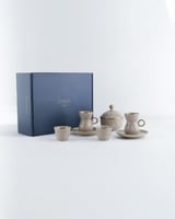 طقم قهوة وشاهي من السيراميك بلون بيج