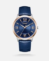 ساعة أديم الرجالية من الجلد بلون أزرق