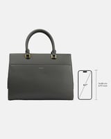 شنطة نسائية بحجم متوسط من الجلد بلون رمادي