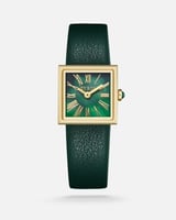 ساعة نسائية من الجلد بلون أخضر