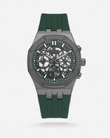 ساعة رجالية بسير من الربل بلون أخضر
