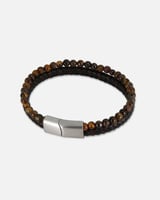 سوار رجالي بتصميم إسورتين جلد وخرز