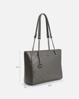 شنطة نسائية من الجلد بلون رمادي