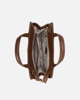 شنطة صَدف النسائية جلد بلون بني.