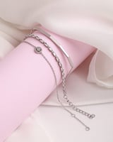 طقم ثلاث اساور للأطفال بلون فضي