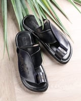 زيبرية رجالية جلد بلون أزرق وأسود