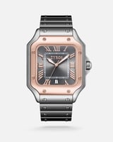 ساعة رجالية بسير من الستيل بلون رمادي