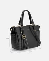 ‎ شنطة نسائية من الجلد بلون أسود