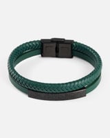 سوار رجالي جلد مجدول وناعم بلون أخضر