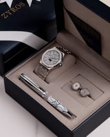 طقم هدية رجالية باللون الفضي