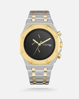 ‎ ساعة رجالية ستيل بلون فضي وذهبي