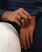 خاتم فضة رجالي كلاسيك بحجر اونكس أسود