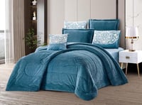 لحاف مفرد مخمل سادة 5ق تركوازي