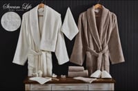 طقم روب عرائس تركي 13 قطعة قطن لون بني