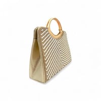 شنطة يد سهرة , مزينة بالفصوص البيضاء اللامعة