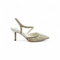 جزمة نسائي كعب مسمار , مزينة بالفصوص اللامعة والبي...