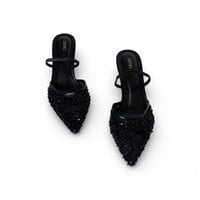 جزمة ترتر وخرز , كعب جذاب , وحزام كاحل قابل للتمدد...