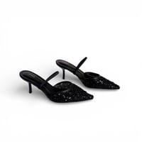 جزمة ترتر وخرز , كعب جذاب , وحزام كاحل قابل للتمدد...