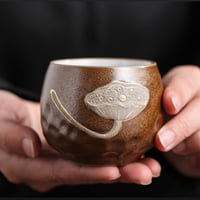 مجموعة 4 أكواب فخارية فخمة برسم ذهبي