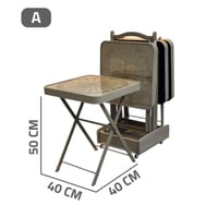 طقم طاولات شاي خشبي 4 + ستاند