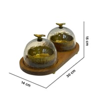 طقم تمرية خشب بغطاء زجاجي