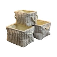 سلة تخزين فرو مقابض حبل