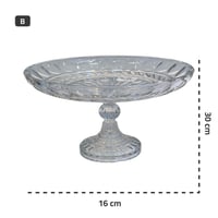 صحن تقديم زجاجي شفاف مع قاعدة