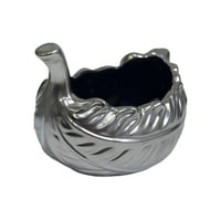 وعاء تقديم سيراميك فضي ورقة