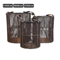 سلة ملابس خوص بوهيمي