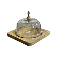 وعاء تقديم خشب غطاء زجاج