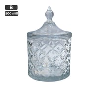 سكرية زجاج شكل اسطواني بغطاء