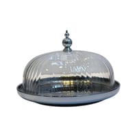 صحن تقديم سيراميك بغطاء بلاستيك