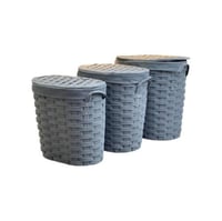 سلة غسيل بيضاوية بغطاء