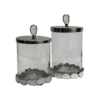 علبة زجاج مع غطاء ستيل