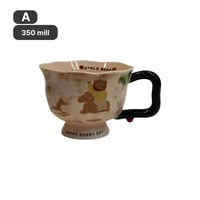 كوب سيراميك كريمي برسومات