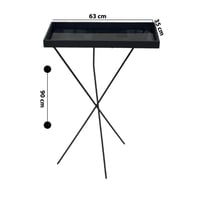 طاولة حديد ثلاثية الأرجل سطح زجاج