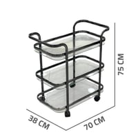 عربة ضيافة بعجلات ستيل زجاج 3 دور
