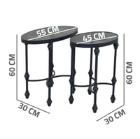 طاولة خدمة بيضاوي زجاج اسود