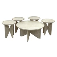 طقم طاولات خدمة خشب مودرن 4+1