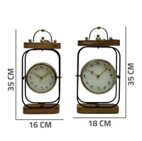 ساعة حديد تحفى بقاعدة خشب