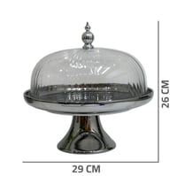 صحن تقديم سيراميك بغطاء بلاستيك