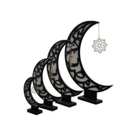 هلال رمضان أسود معدني مع إكريلك إضاءة